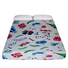 Illustration Christmas Pattern Fitted Sheet (king Size) by Pakjumat