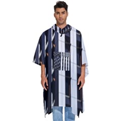 Architecture-building-pattern Men s Hooded Rain Ponchos