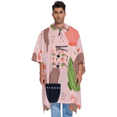 Doodle Yakisoba Seamless Pattern Men s Hooded Rain Ponchos by Sarkoni