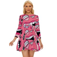 Big Mouth Worm Long Sleeve Babydoll Dress