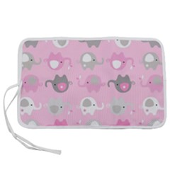 Animals Elephant Pink Cute Pen Storage Case (l)