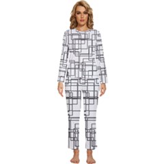 Structure Pattern Network Womens  Long Sleeve Lightweight Pajamas Set by Amaryn4rt