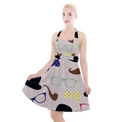 Moustache Hat Bowler Bowler Hat Halter Party Swing Dress 