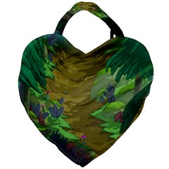 Green Pine Trees Wallpaper Adventure Time Cartoon Green Color Giant Heart Shaped Tote by Sarkoni