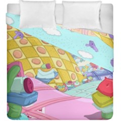 Pillows And Vegetable Field Illustration Adventure Time Cartoon Duvet Cover Double Side (king Size) by Sarkoni