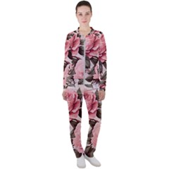 Rose Flower Seamless Casual Jacket And Pants Set