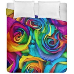 Colorful Roses Bouquet Rainbow Duvet Cover Double Side (california King Size) by Pakjumat