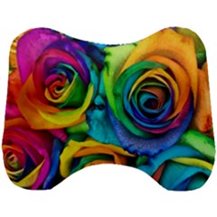 Colorful Roses Bouquet Rainbow Head Support Cushion by Pakjumat