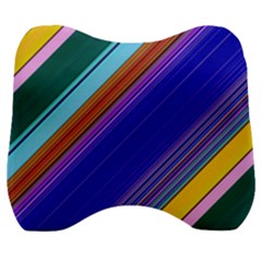 Color Lines Slanting Green Blue Velour Head Support Cushion by Pakjumat