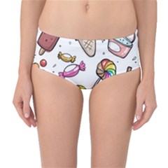 Doodle Cartoon Drawn Cone Food Mid-waist Bikini Bottoms by Hannah976