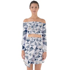 Geometric Triangle Modern Mosaic Off Shoulder Top With Skirt Set