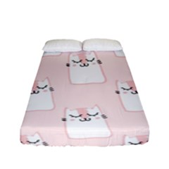 Pattern Pink Cute Sweet Fur Cats Fitted Sheet (full/ Double Size) by Sarkoni