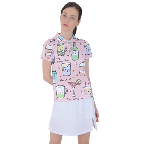 Drink Cocktail Doodle Coffee Women s Polo T-shirt by Apen