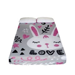 Big Set With Cute Cartoon Animals Bear Panda Bunny Penguin Cat Fox Fitted Sheet (full/ Double Size) by Bedest