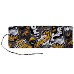 Boom Bang Art Crazy Drawing Graffiti Hello Retro Sayings Yellow Roll Up Canvas Pencil Holder (m) by Bedest