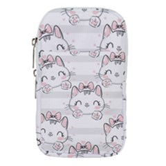 Cat With Bow Pattern Waist Pouch (large) by Hannah976