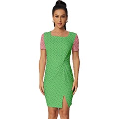  Spooky Pink Green Halloween  Fitted Knot Split End Bodycon Dress