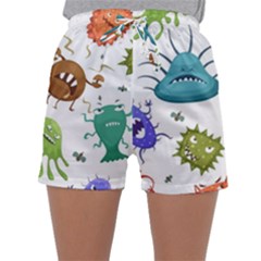 Dangerous Streptococcus Lactobacillus Staphylococcus Others Microbes Cartoon Style Vector Seamless P Sleepwear Shorts by Ravend