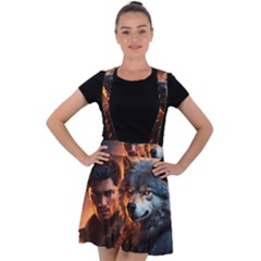 Be Dare For Everything Velvet Suspender Skater Skirt by Saikumar