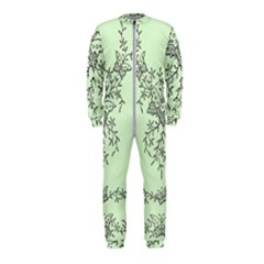 Illustration Of Butterflies And Flowers Ornament On Green Background Onepiece Jumpsuit (kids)