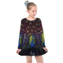 Beautiful Peacock Feather Kids  Long Sleeve Dress View1