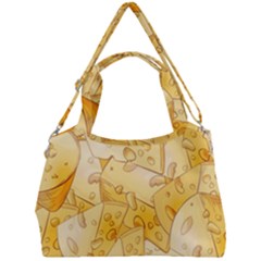 Cheese Slices Seamless Pattern Cartoon Style Double Compartment Shoulder Bag by Ket1n9