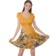 Floral Flower Orange Corn Turkey Cap Sleeve Dress