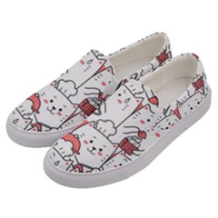 Cute Cat Chef Cooking Seamless Pattern Cartoon Men s Canvas Slip Ons by Bedest