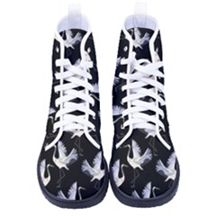 Crane Pattern Bird Animal Women s High-top Canvas Sneakers by Bedest