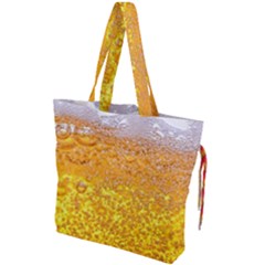 Liquid Bubble Drink Beer With Foam Texture Drawstring Tote Bag by Cemarart