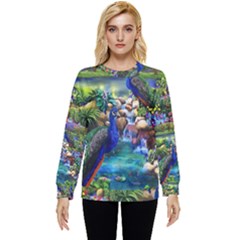 Peacocks In Garden Hidden Pocket Sweatshirt by Ndabl3x