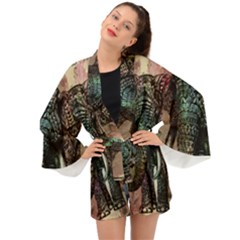 Tribal Elephant Long Sleeve Kimono by Ndabl3x