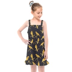 Background With Golden Birds Kids  Overall Dress by Ndabl3x