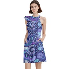 Patterns, Doodles, Pattern, Colorful, Textu Cocktail Party Halter Sleeveless Dress With Pockets