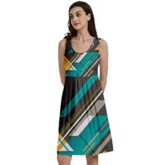 Material Design, Lines, Retro Abstract Art, Geometry Classic Skater Dress