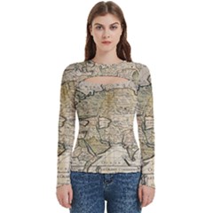 Tartaria Empire Vintage Map Women s Cut Out Long Sleeve T-shirt