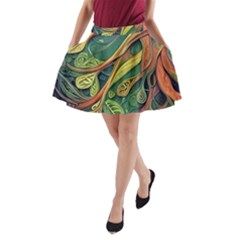 Outdoors Night Setting Scene Forest Woods Light Moonlight Nature Wilderness Leaves Branches Abstract A-line Pocket Skirt