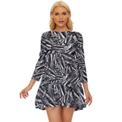 Monochrome Mirage Long Sleeve Babydoll Dress