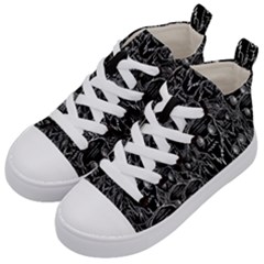 Old Man Monster Motif Black And White Creepy Pattern Kids  Mid-top Canvas Sneakers