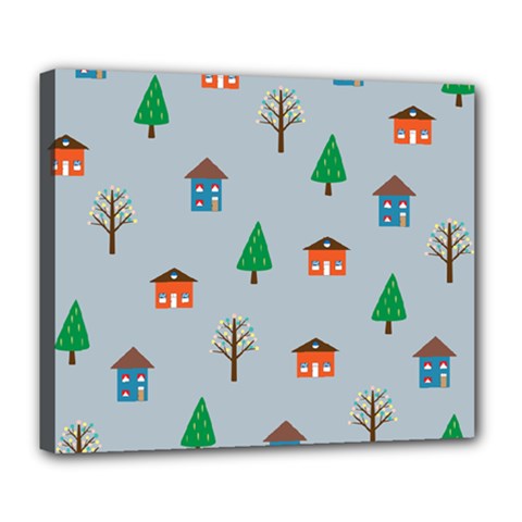 House Trees Pattern Background Deluxe Canvas 24  X 20  (stretched) by Maspions