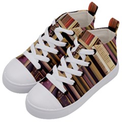 Books Bookshelves Office Fantasy Background Artwork Book Cover Apothecary Book Nook Literature Libra Kids  Mid-top Canvas Sneakers