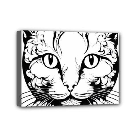 Cat - Artistic Paper Cut Mini Canvas 7  X 5  (stretched) by 2607694c