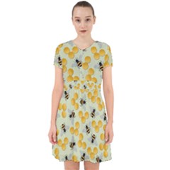 Bees Pattern Honey Bee Bug Honeycomb Honey Beehive Adorable In Chiffon Dress by Bedest