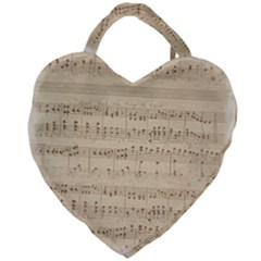 Vintage Beige Music Notes Giant Heart Shaped Tote by Loisa77