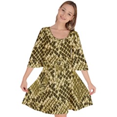 Yellow Snake Skin Pattern Velour Kimono Dress by Ket1n9