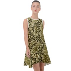 Yellow Snake Skin Pattern Frill Swing Dress by Ket1n9