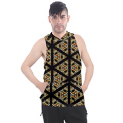 Pattern Stained Glass Triangles Men s Sleeveless Hoodie