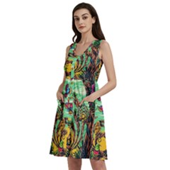 Monkey Tiger Bird Parrot Forest Jungle Style Sleeveless Dress With Pocket