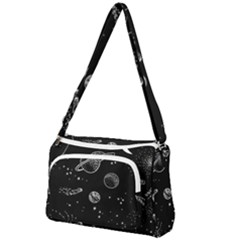 Black Space Drawing Art Planet Drawing Stars Black Space Galaxy Outer Space Front Pocket Crossbody Bag by Perong