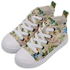 Textile Fabric Tropical Kids  Mid-top Canvas Sneakers by Paksenen